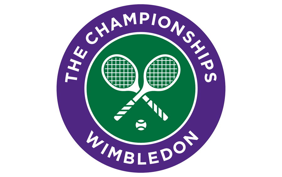 Wimbledon Championships logo featuring crossed tennis rackets on a green background.