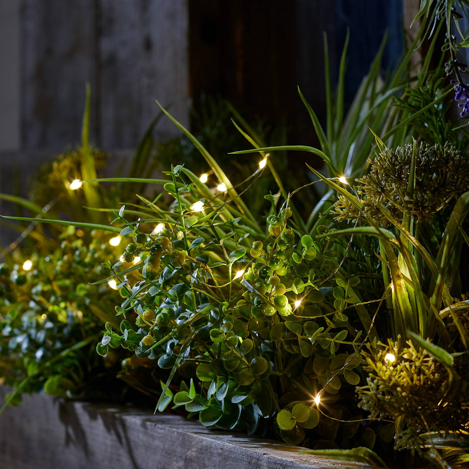 Outdoor planter with micro lights