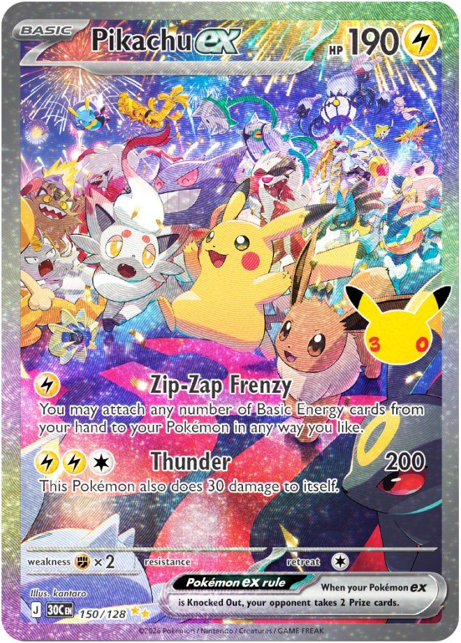 Night Pikachu ex 30th Celebration Illustration Rare Pokémon TCG.