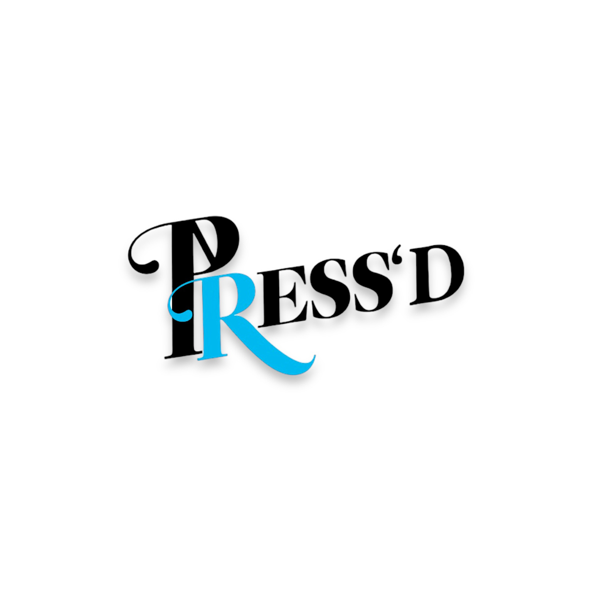 Logo of Press'd with stylized text in black and blue.