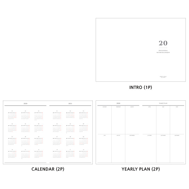 Planner section - O-CHECK 2020 Mon journal A5 dated weekly agenda planner