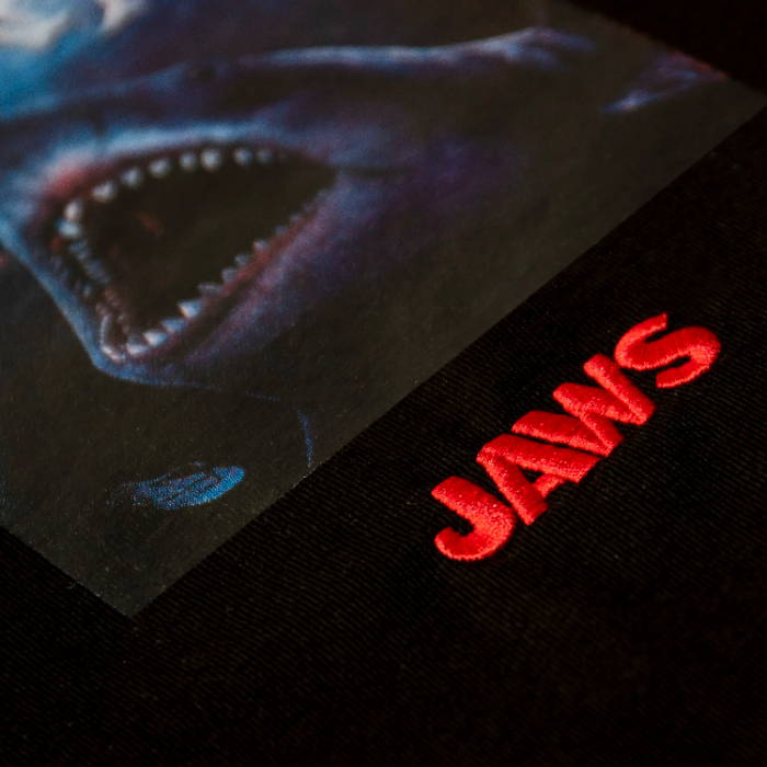 close up of embroided jaws