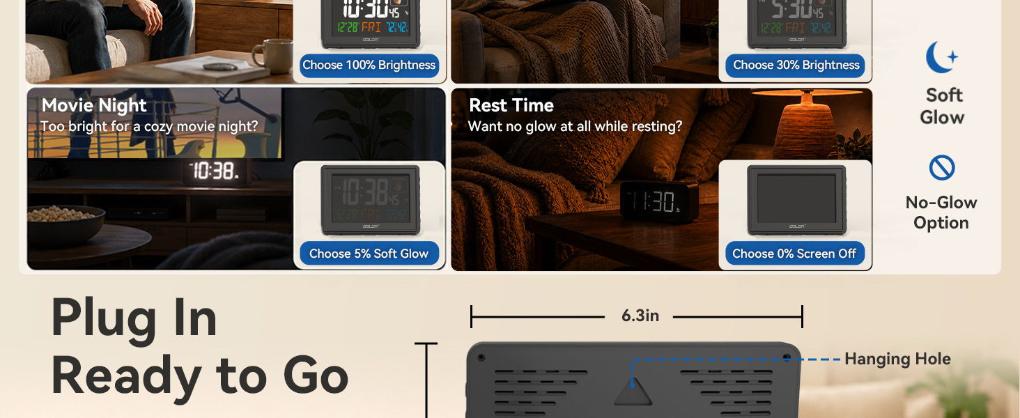Product features and specifications for a plug-in device.