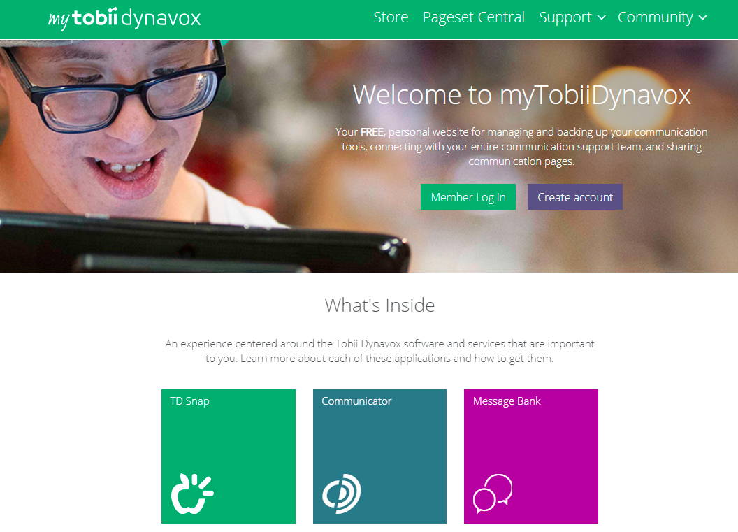 Tobii Dynavox TD Snap featuring myTobiiDynavox sharing and syncing tool