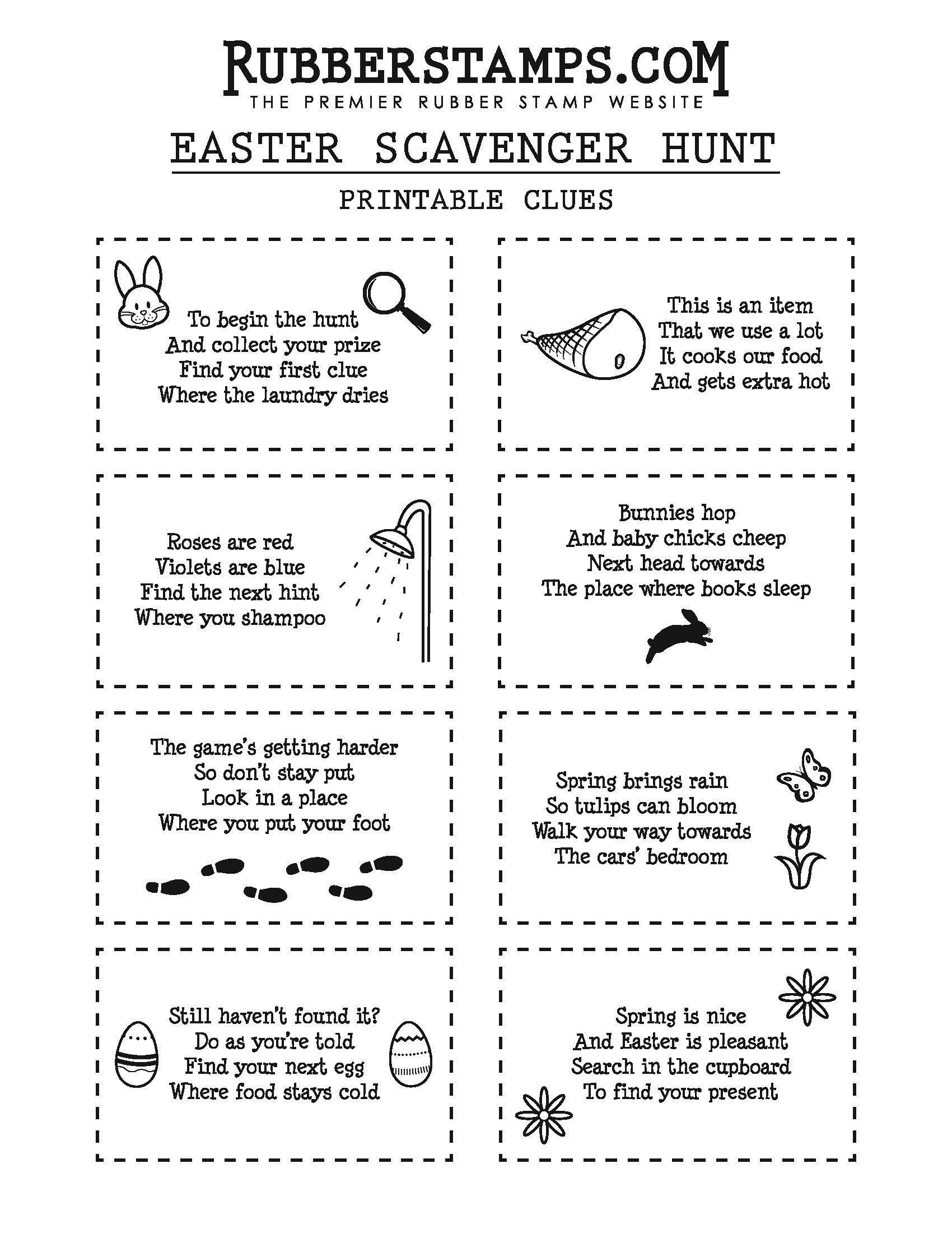 DIY Easter Scavenger Hunt Clues + Free Printable  RubberStamps.com