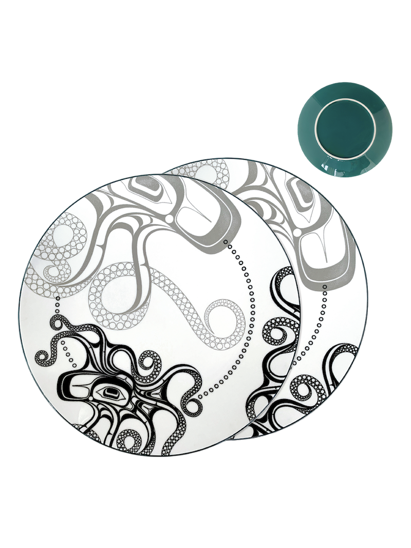 Porcelain Art Dinner Plates (Set of 2) - Octopus (Nuu)