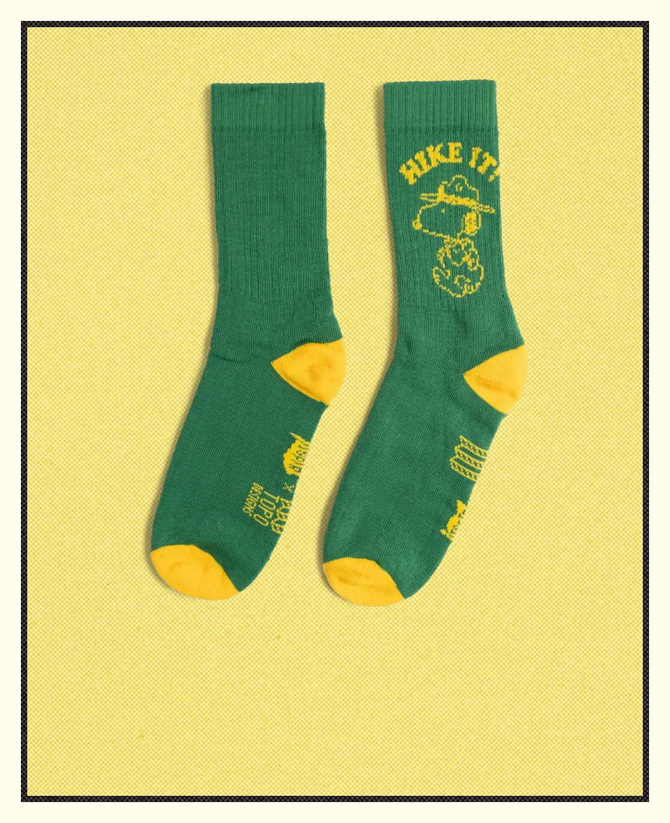 Green and yellow socks with a 