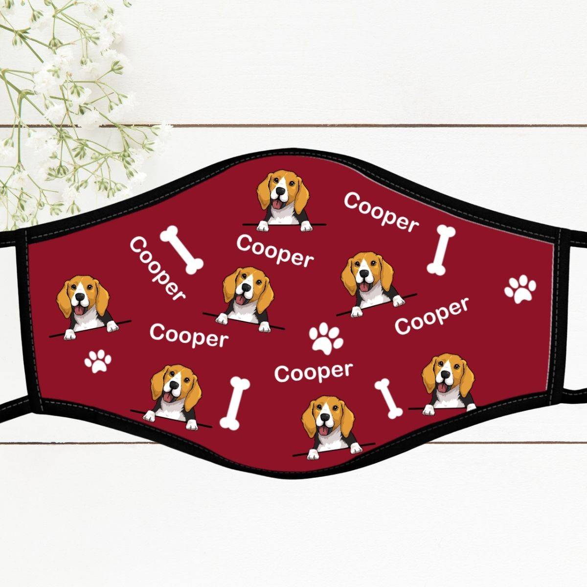 beagle personalized face mask