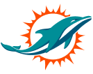 Miami Dolphins logo featuring a dolphin and sunburst design.