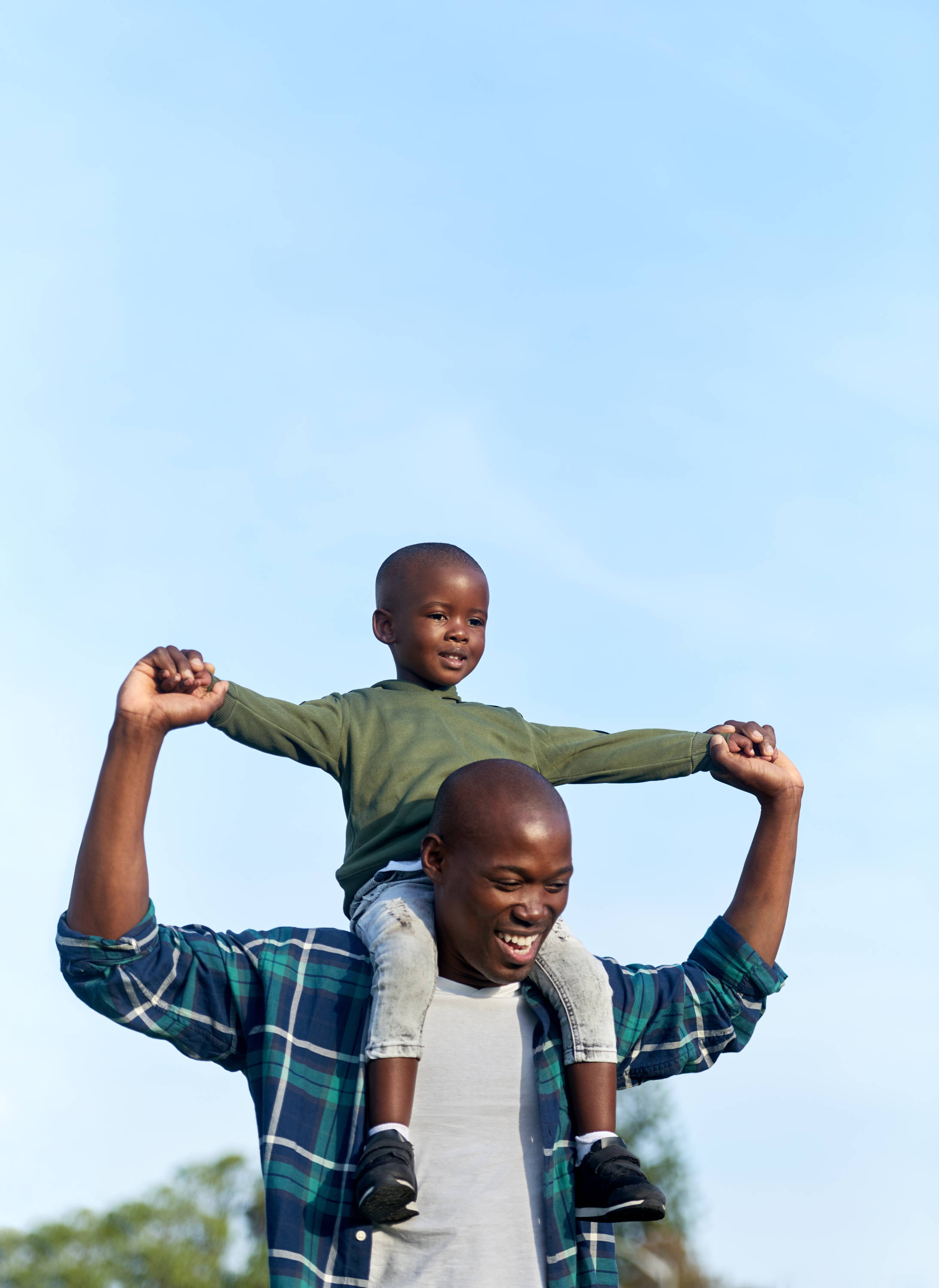 Happy family, Happy son on father's shoulders