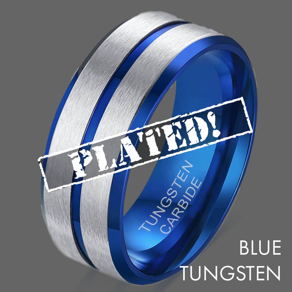 Blue Tungsten Men's Wedding Band