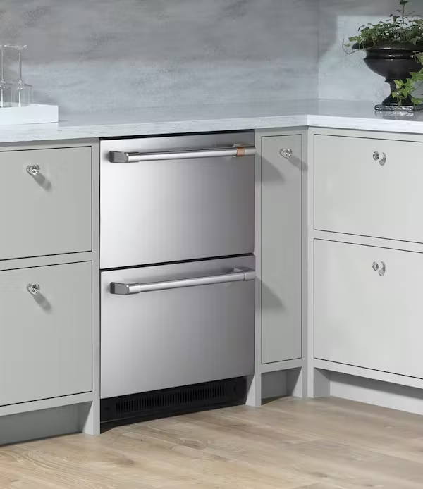 dual drawer undercounter stainless refrigerator 