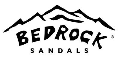 Logo of Bedrock Sandals with mountain silhouette.