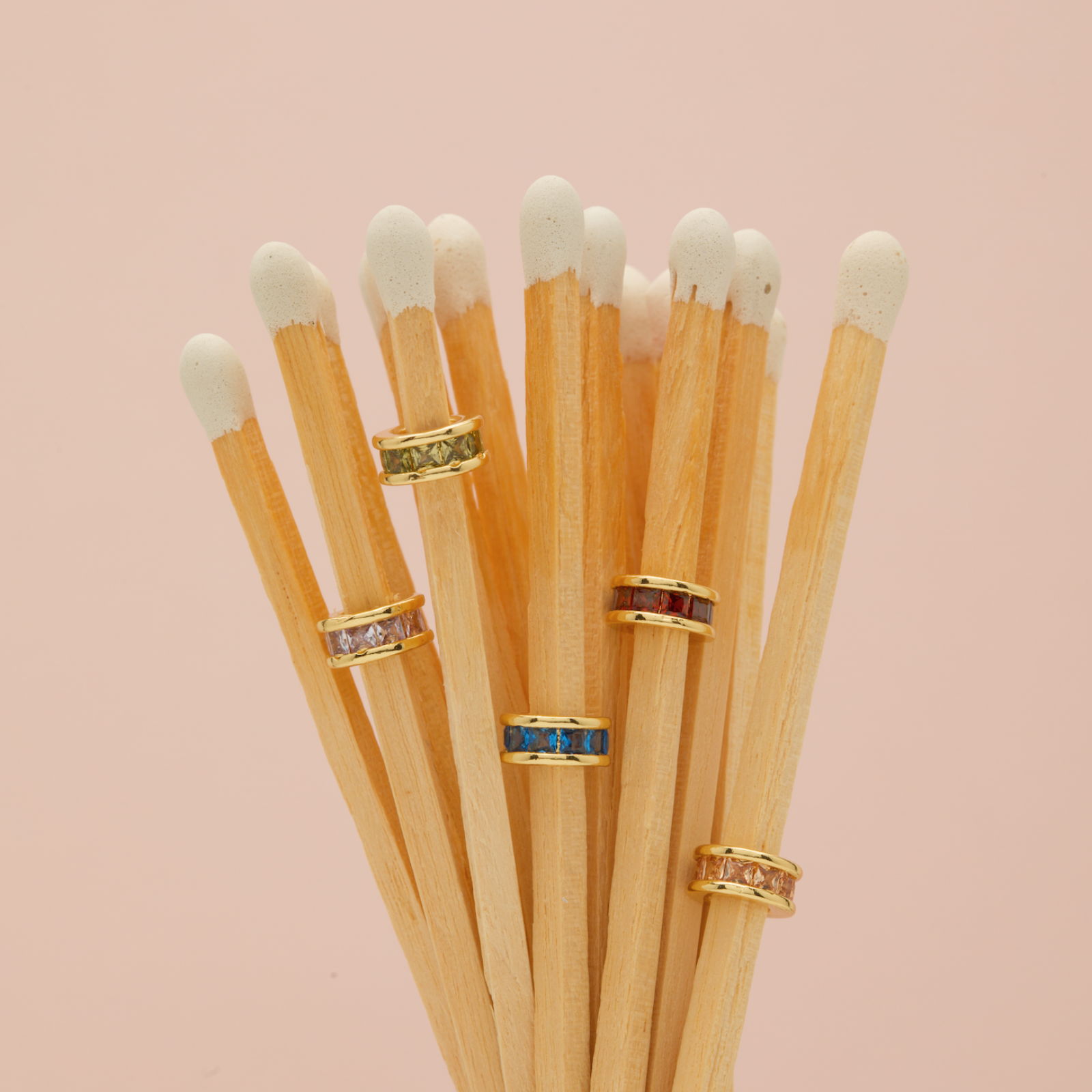 Gold eternity spacer charms with colorful crystals for custom charm necklaces and bracelets