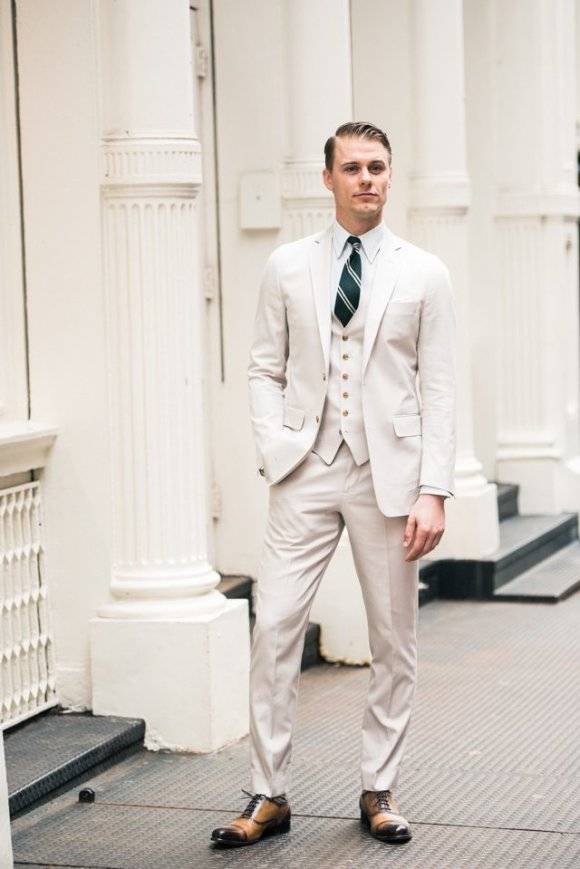 Tuxedo suit in linen and cotton