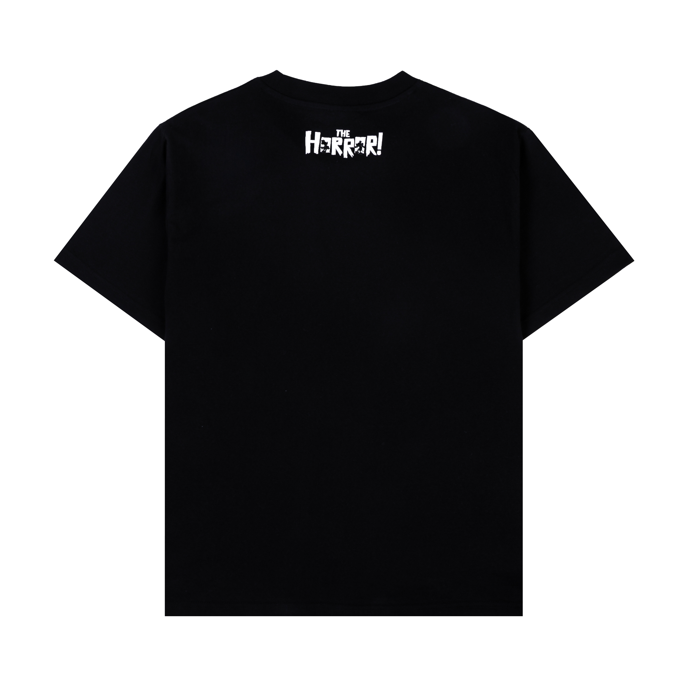 Black t-shirt featuring cartoon characters with 