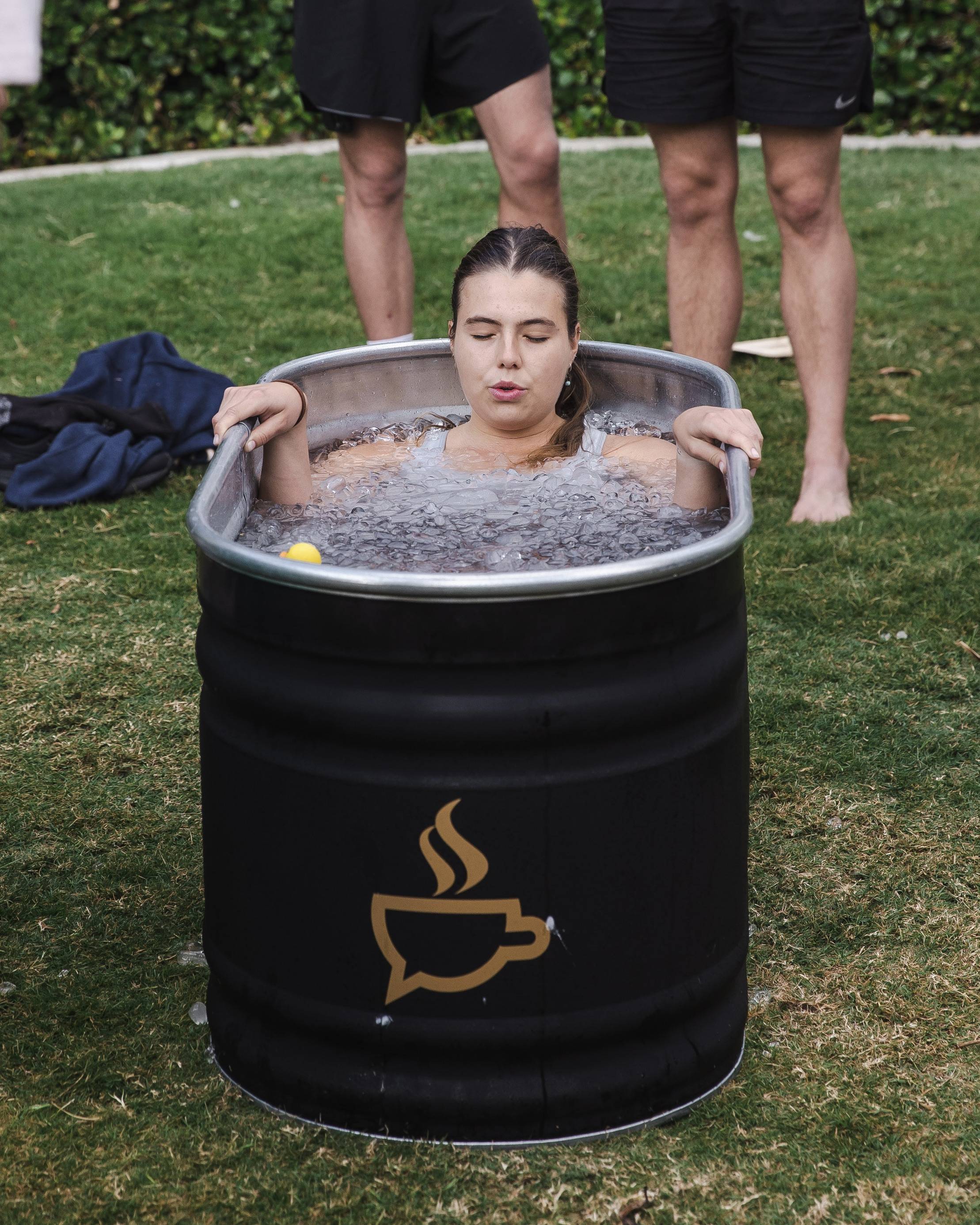 girl in an ice bath