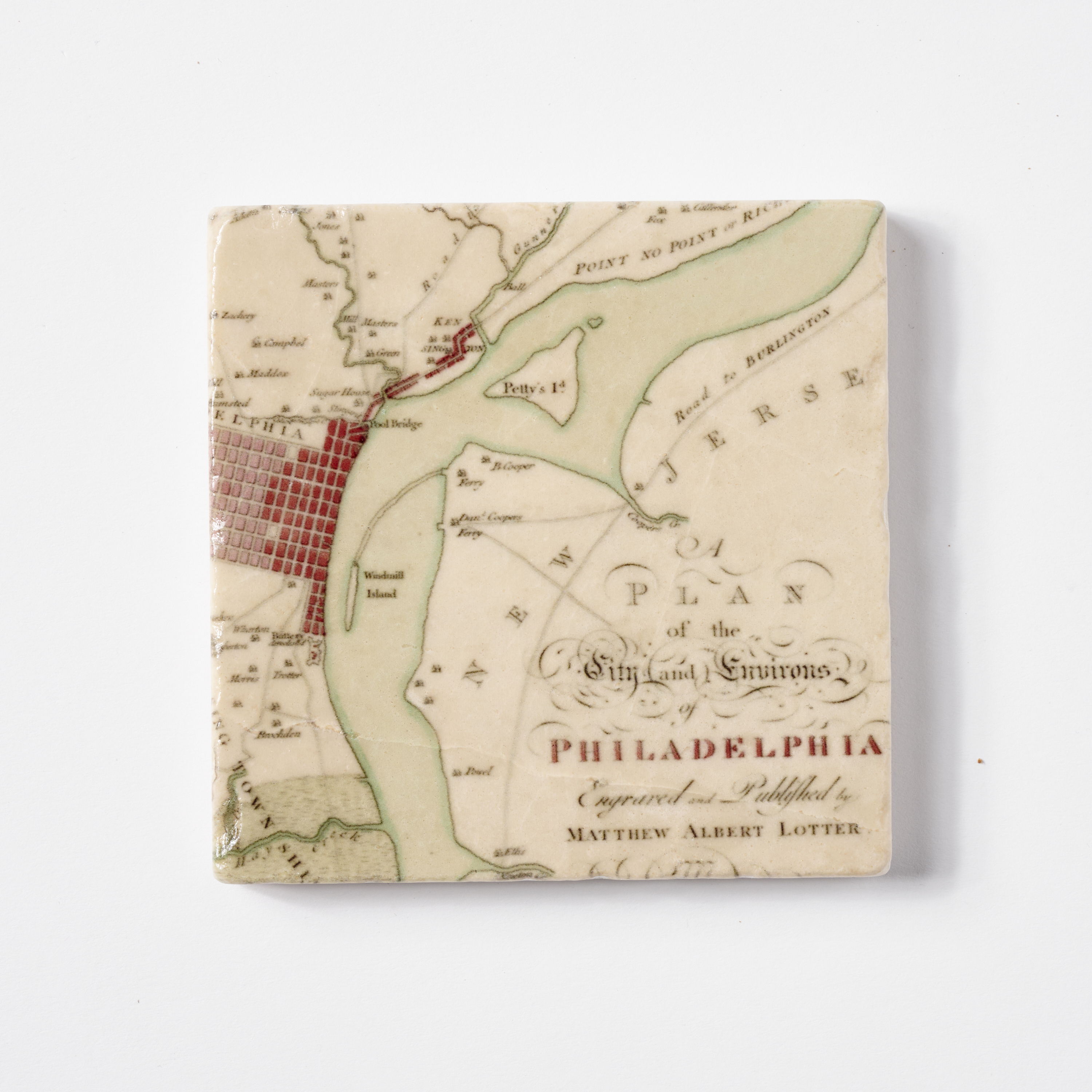 Historical map of Philadelphia showing streets and waterways.
