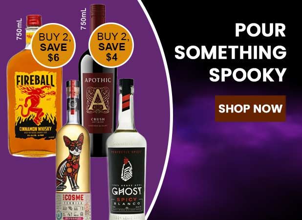 Promotional image for spooky drinks with discounts.