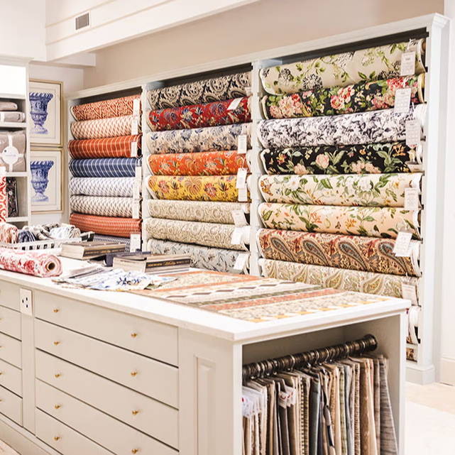 Decorating Fabric at Brick & Vine store in Merchants Square