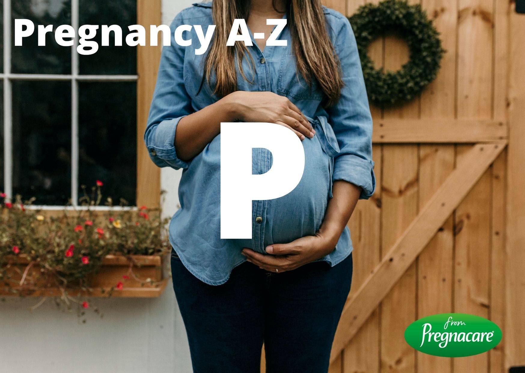 Letter P With Pregnant Woman Background