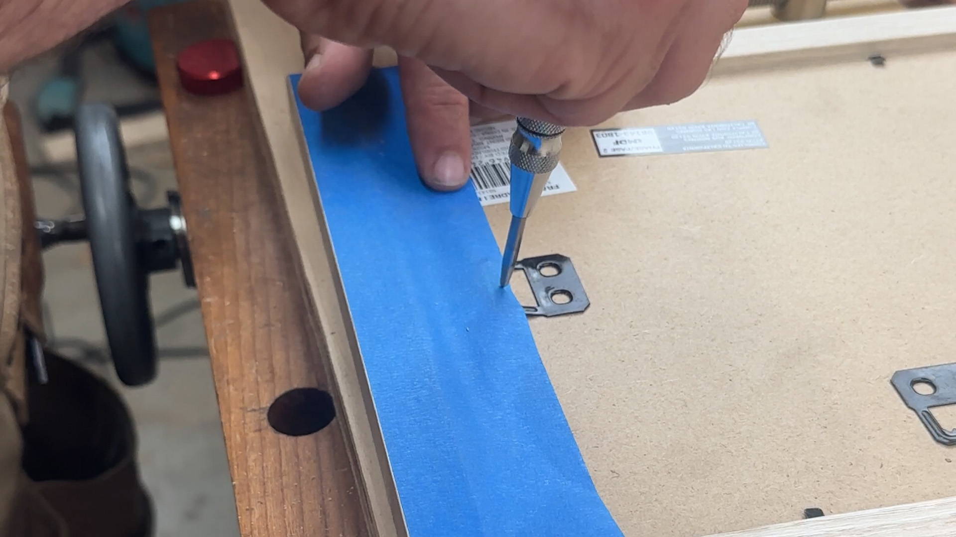 blue tape as a mounting guide