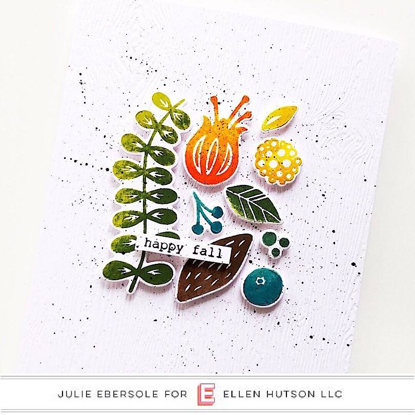 Fall card using Essentials by Ellen and Rock N' Roll inking technique.