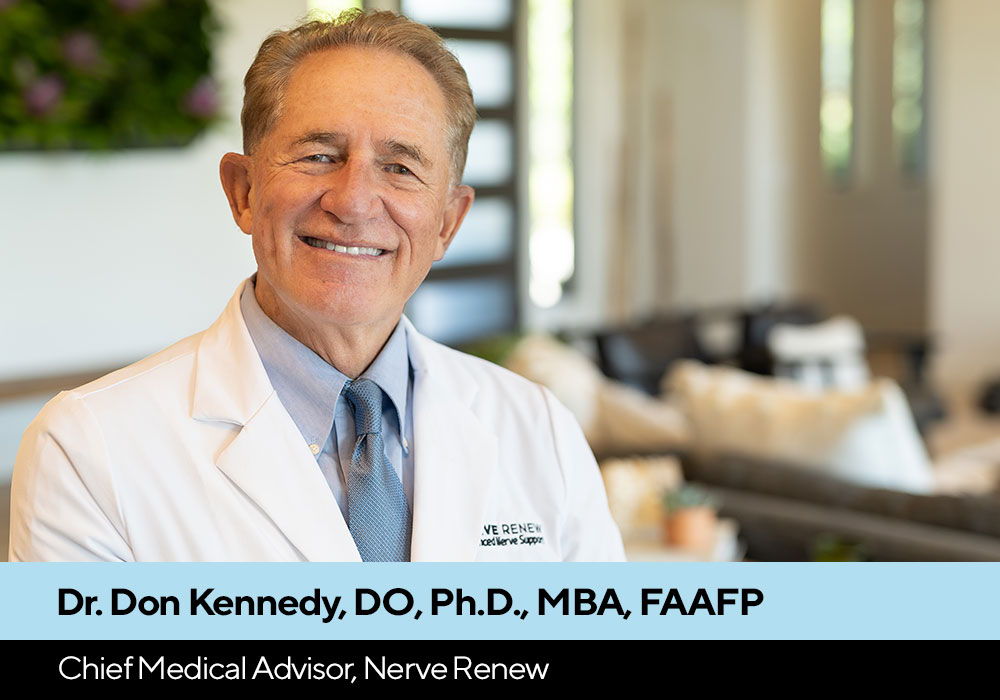 Smiling doctor in a white coat, with a professional background.
