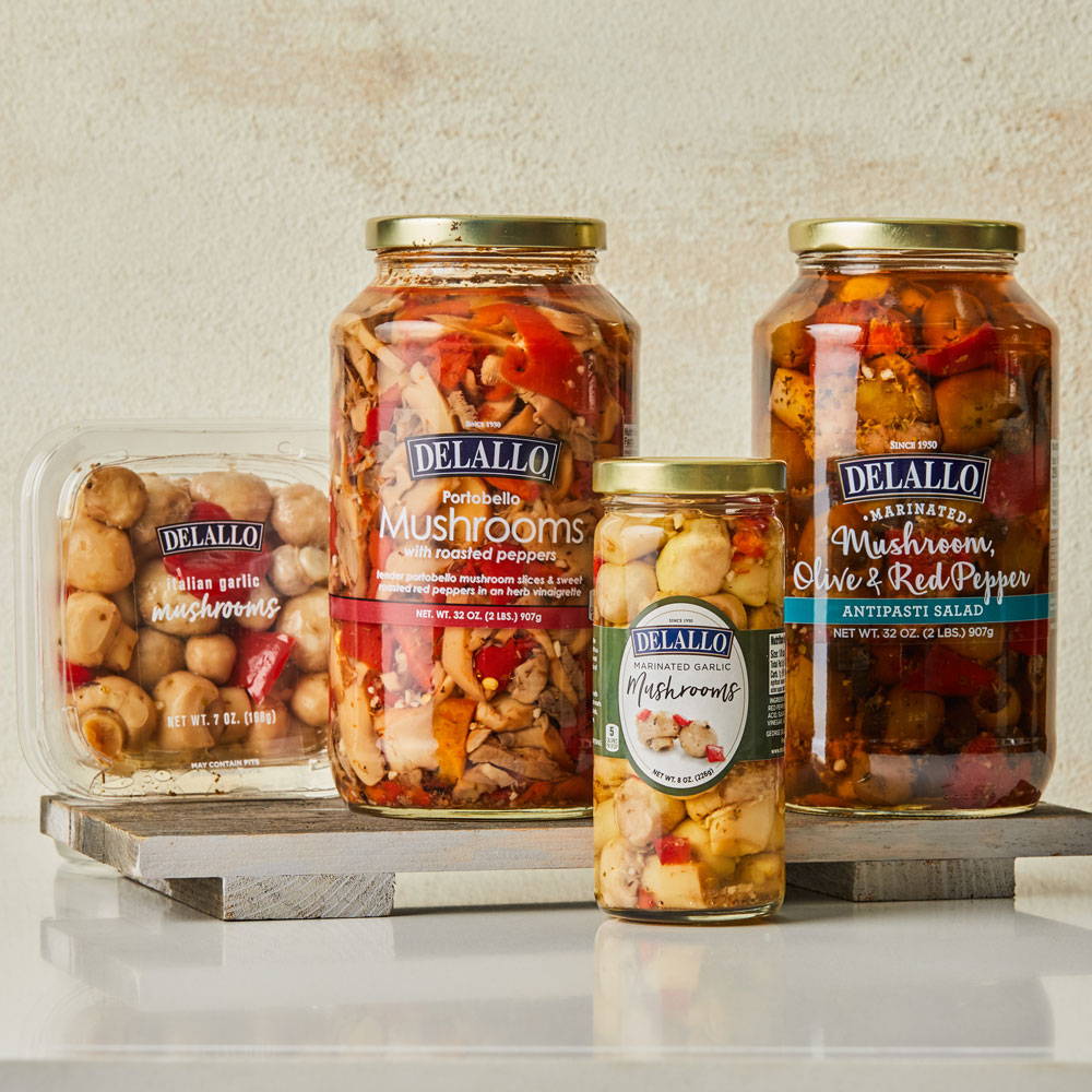 Assorted DeLallo mushroom products 