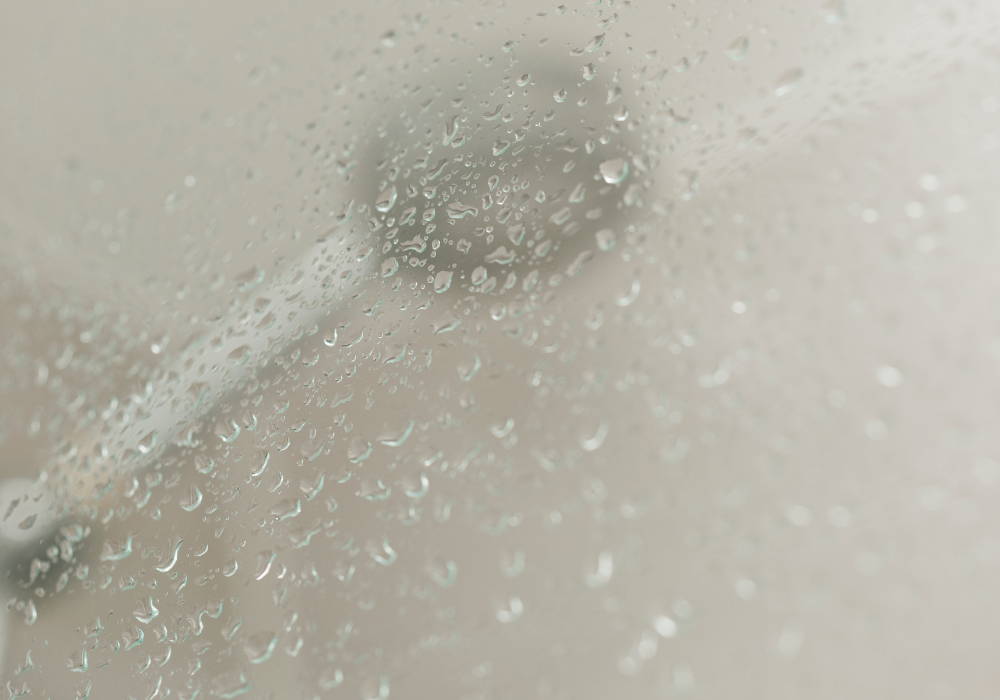 shower glass with water droplets