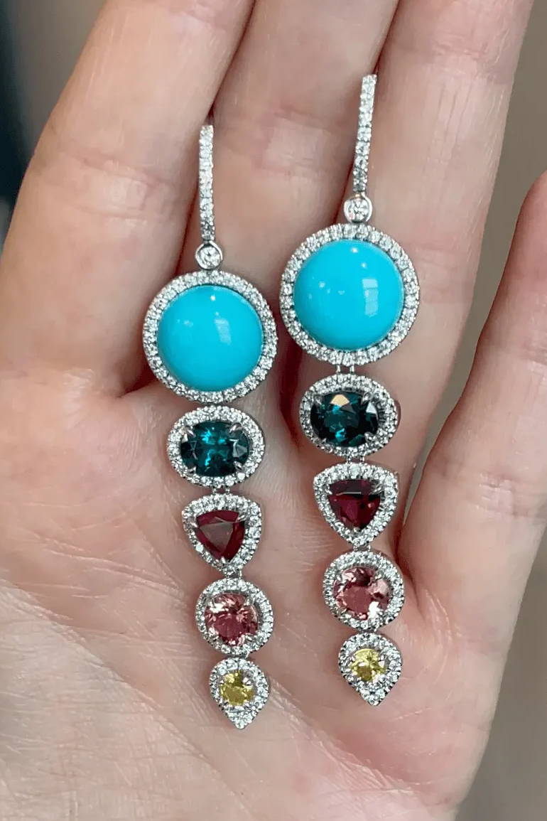 Lindsey Scoggins Studio turquoise and gemstone earrings