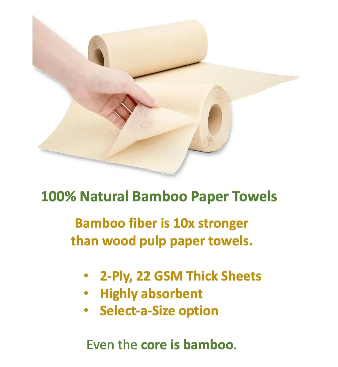 Combo Pack 6 Roll Paper Towels and 12 Rolls Bamboo Toilet Paper