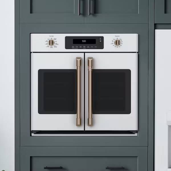 Matte White french door wall oven