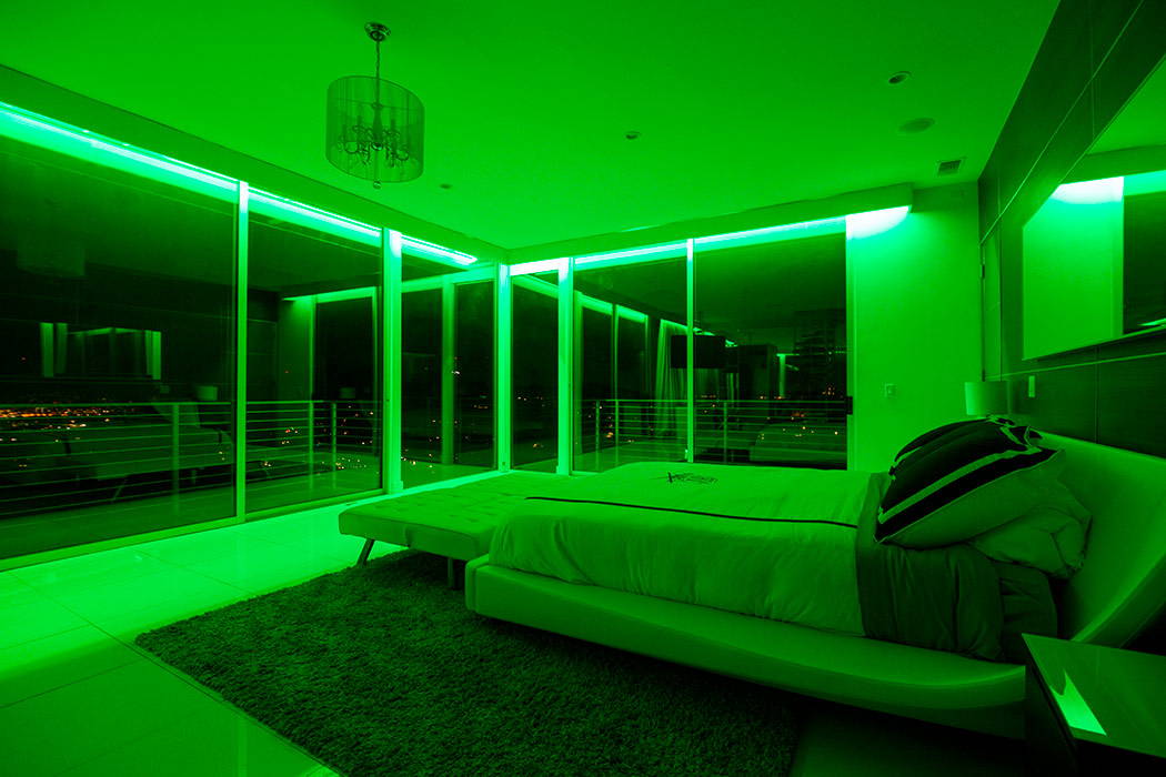 Bedroom lighting ideas using RGB color changing LED strip lights