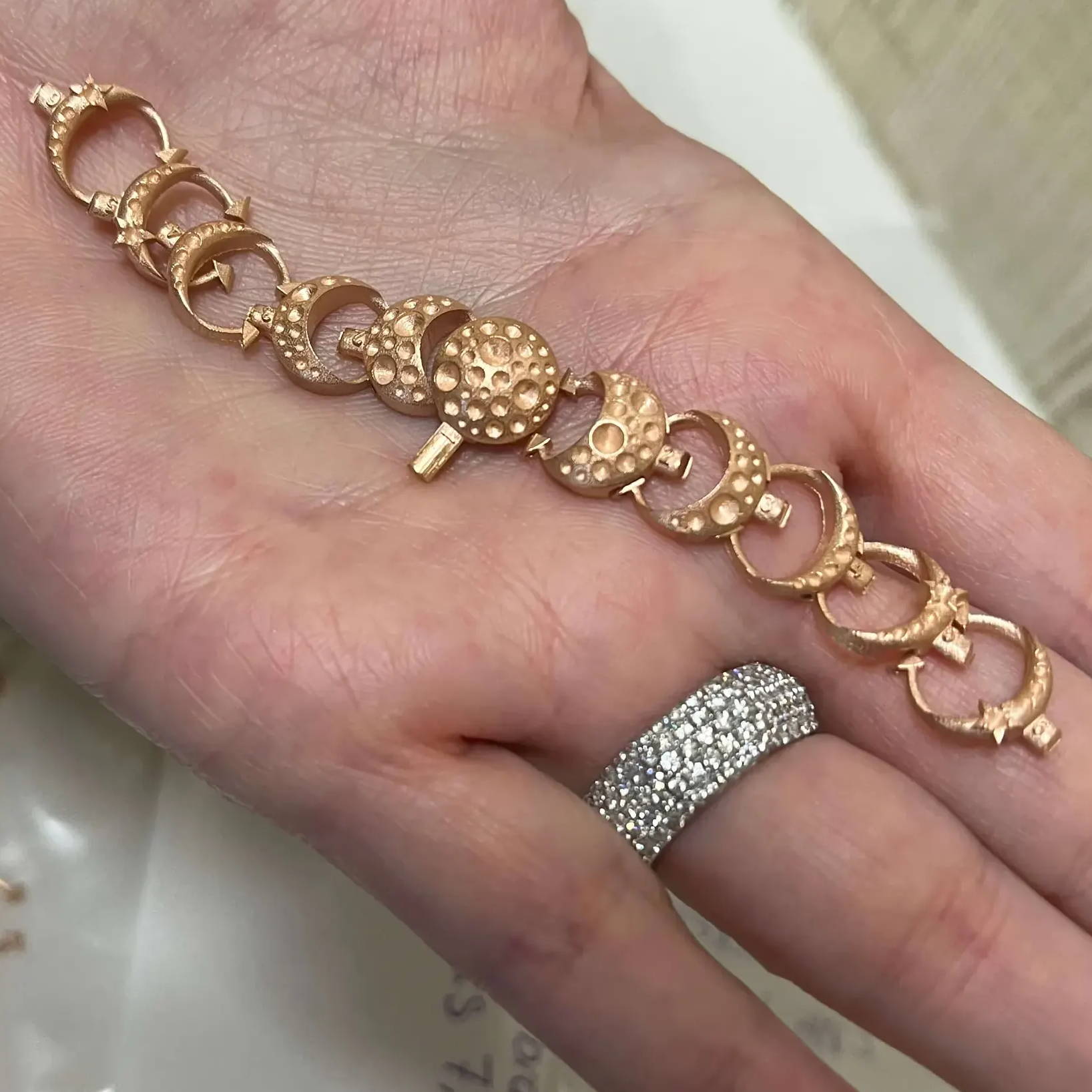 Custom gold and diamond Moon Bracelet