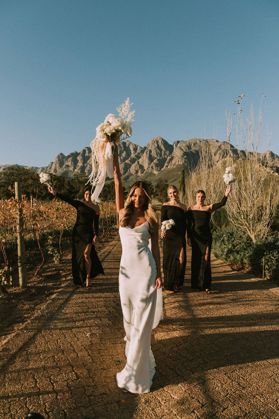 Bride, Kirsty in Grace Loves Lace with Bridesmaids