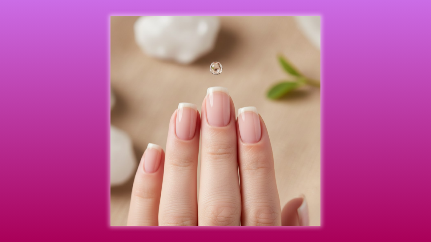 Close-up image of healthy nails with smooth, even-colored nail plates, hydrated cuticles, and no peeling or splitting, illustrating strong and well-maintained nails.