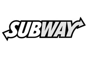 Subway logo with stylized text and arrows.