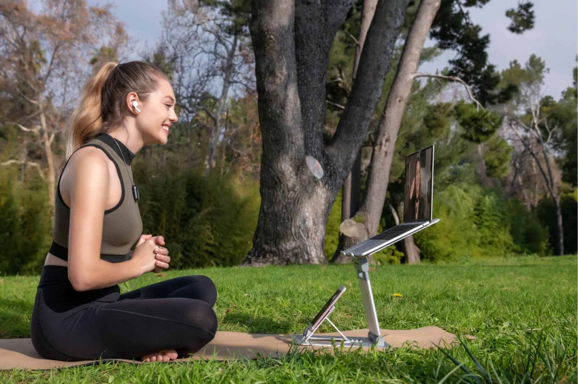 woman on video call with health coach