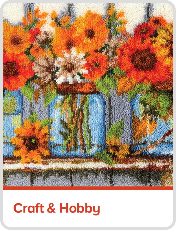Latch Hook Design with Fall Flowers in Jars - Craft & Hobby