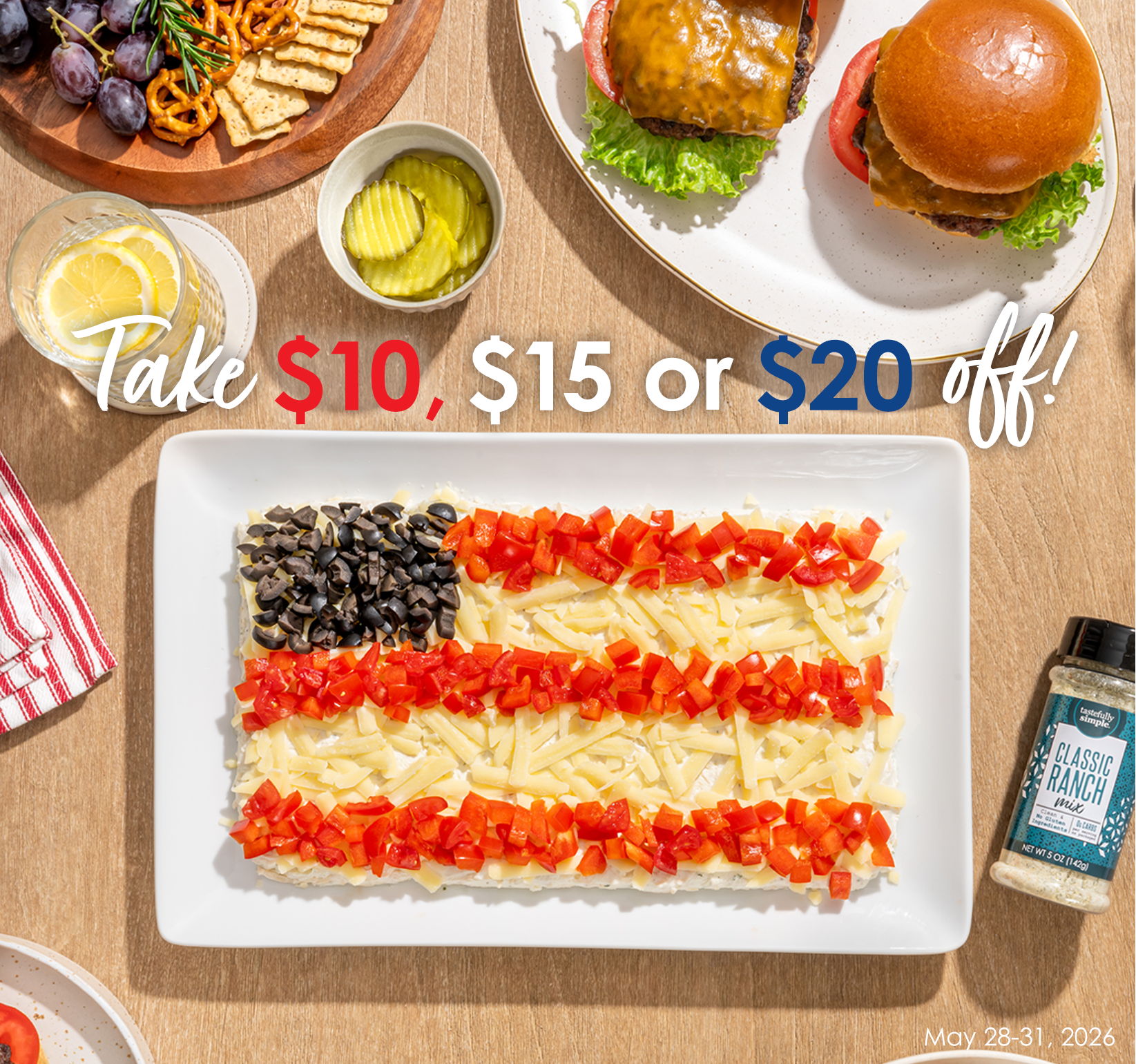 Take $10, $15 or $20 off! May 28-31, 206