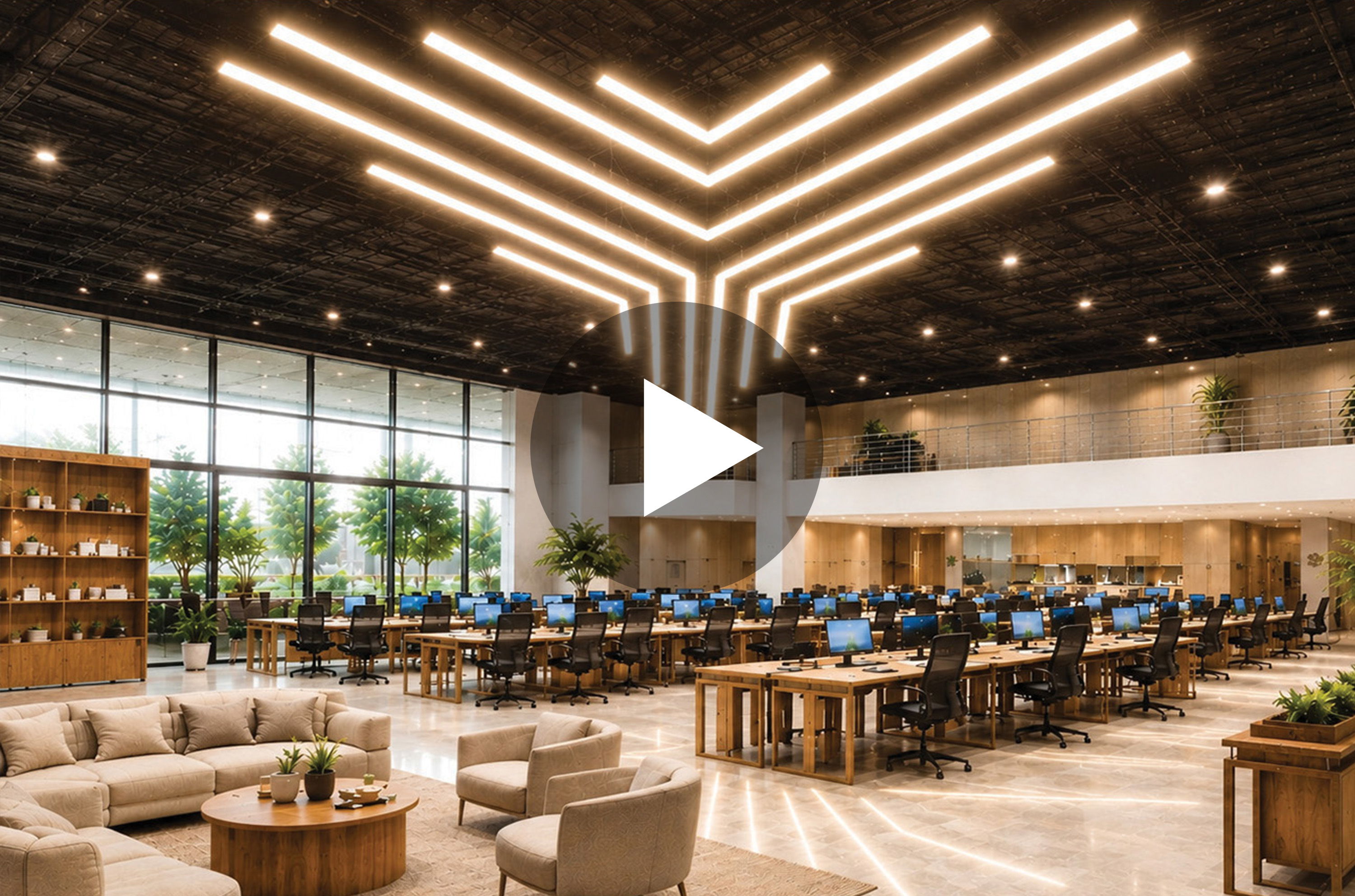 L-8070 architectural linear lighting in a modern office