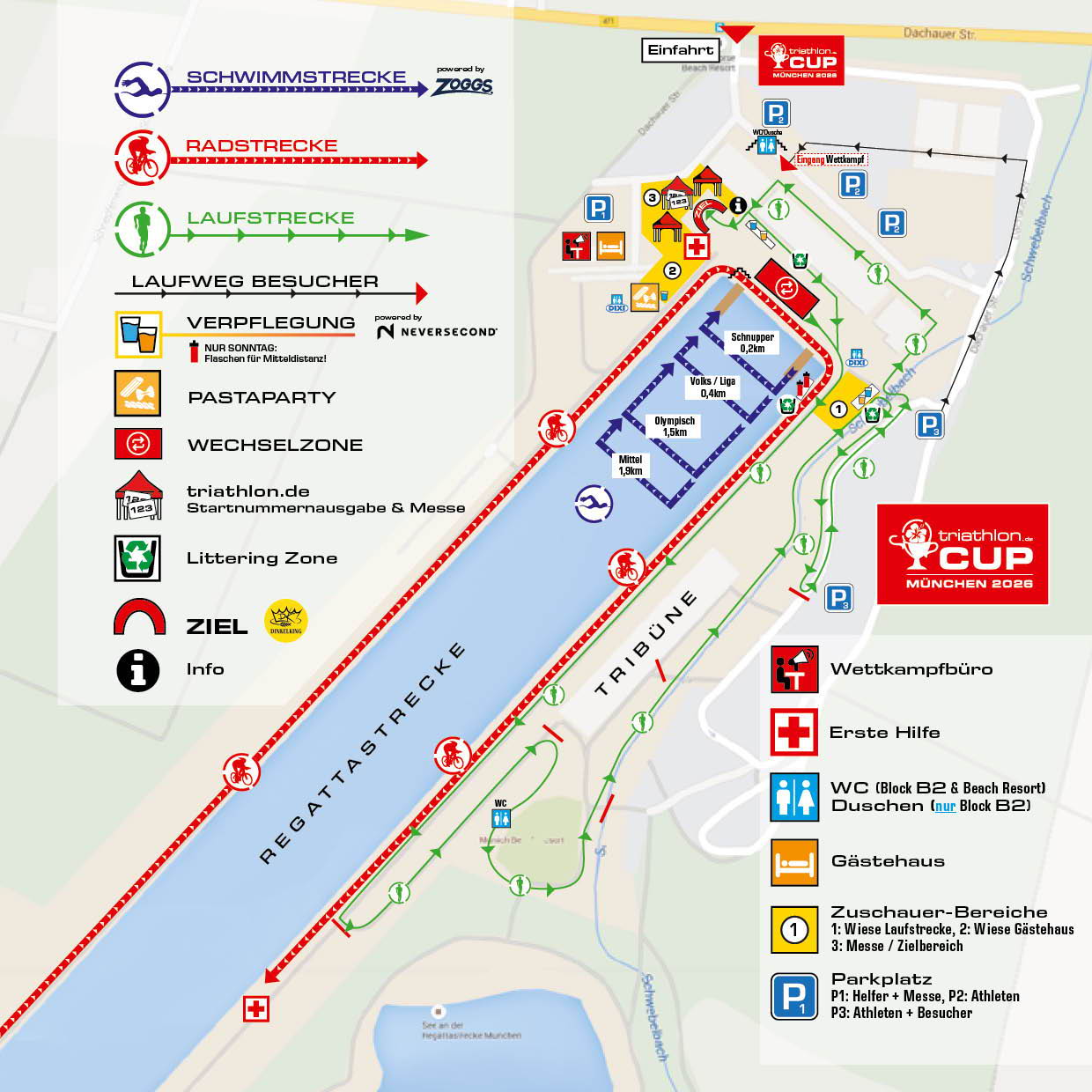 Gesamt-Streckenansicht triathlon.de CUP München 