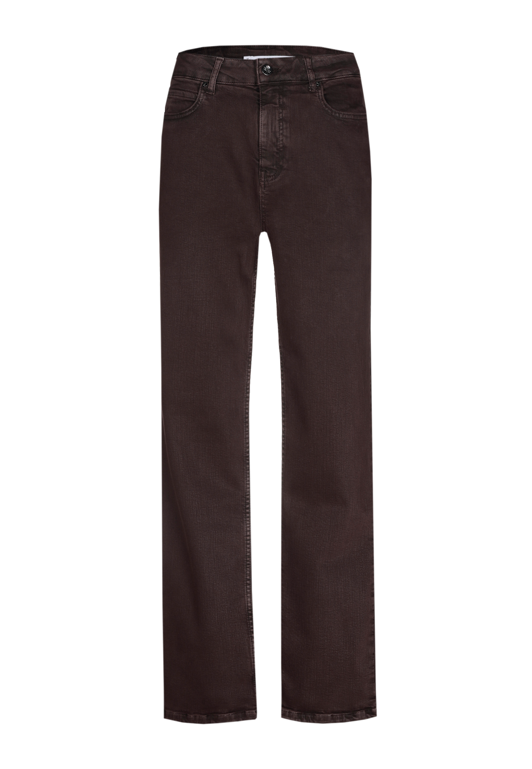 Black straight-leg jeans on a white background.