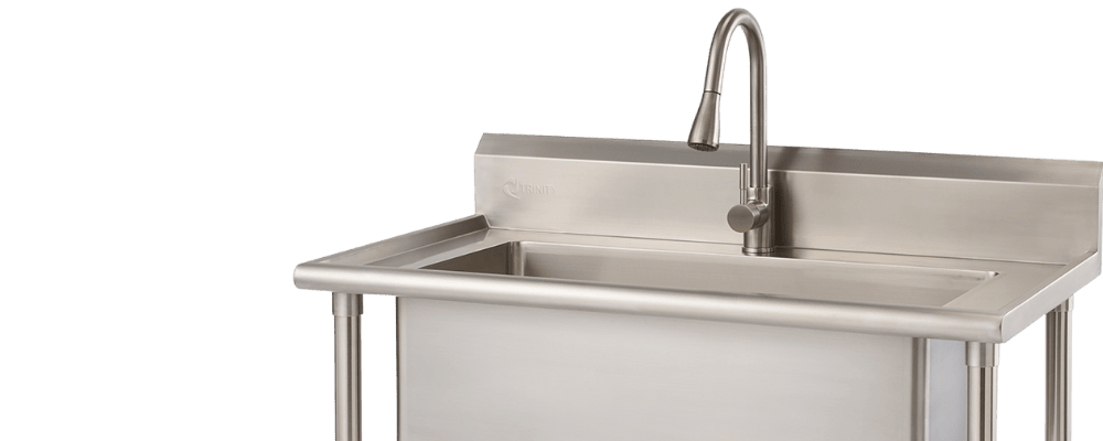 large stainless steel utility sink with faucet