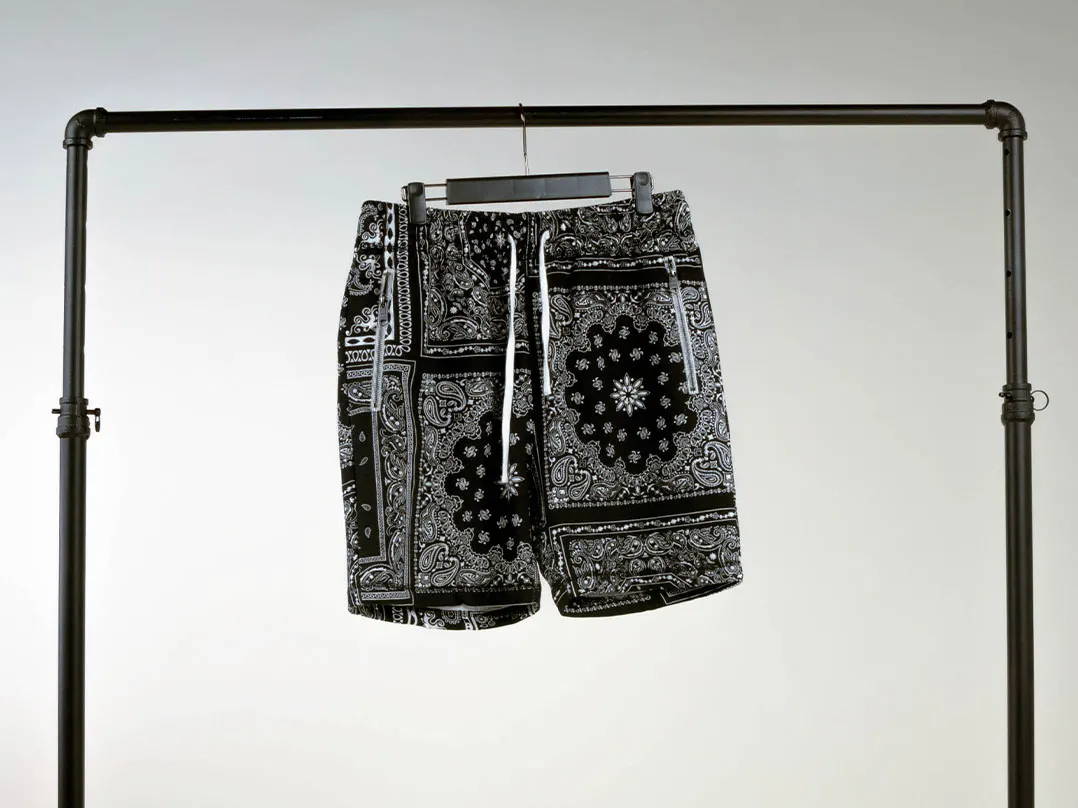 black paisley maison article mesh shorts hanging