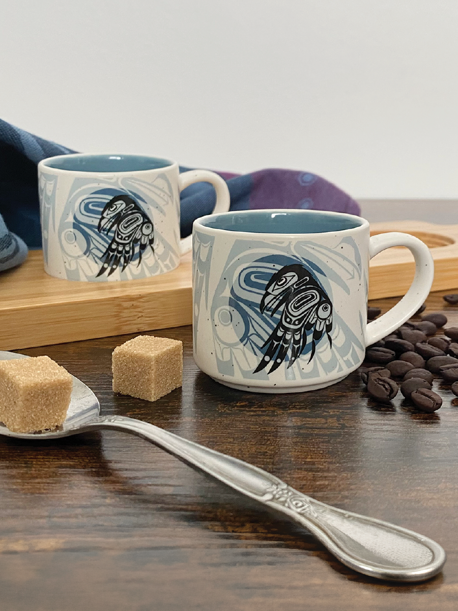 Raven Moon Ceramic Espresso Mugs by Allan Weir, Haida
