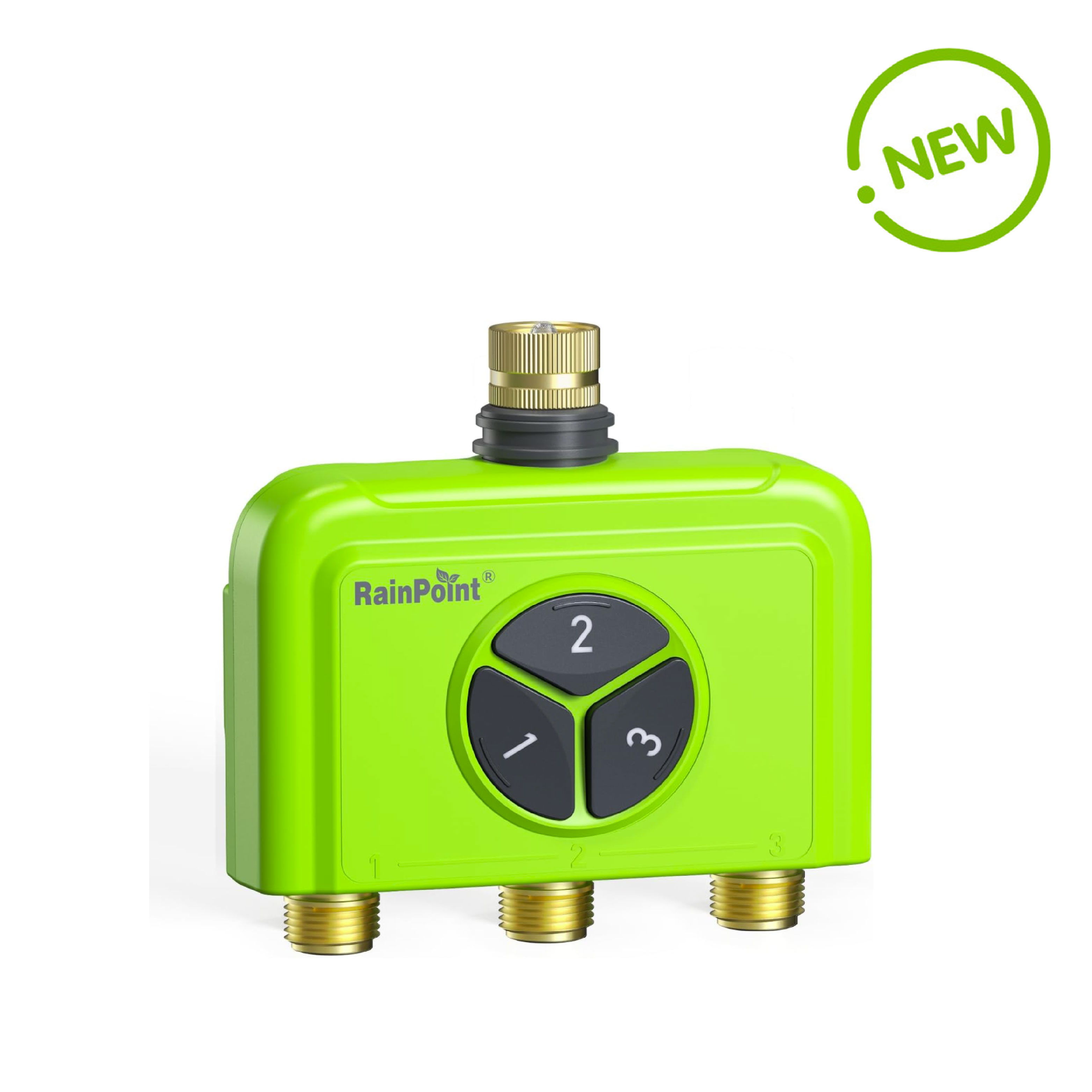 Green valve with three outlets and a 