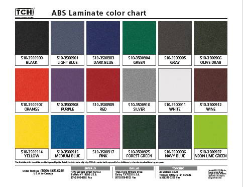 ABS Laminate color chart