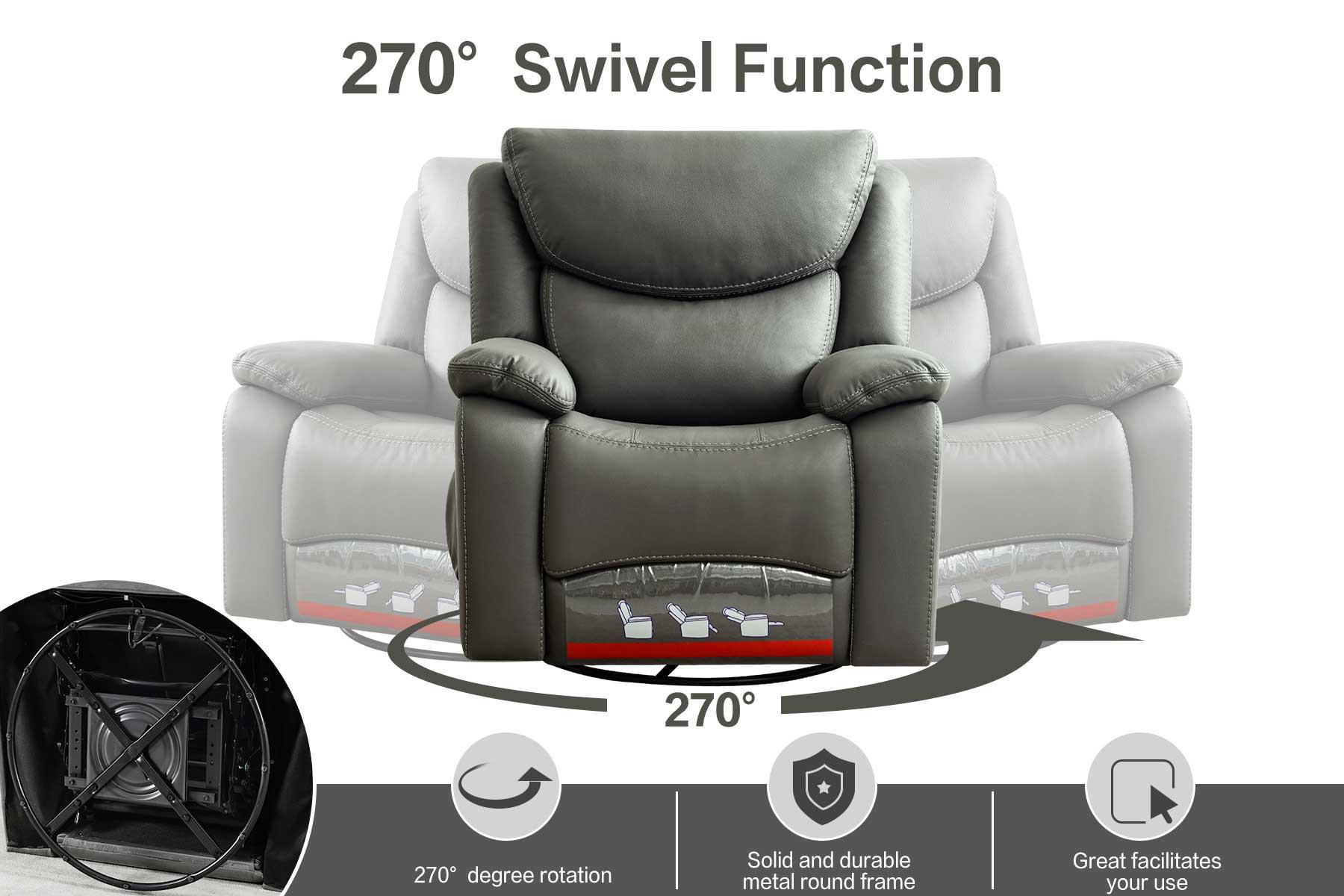 Asjmreye Swivel Rocking Recliner,Max 270° Swivel 30°Rocking ,Electric Control Fabric Recliner Chair,35.4' Width